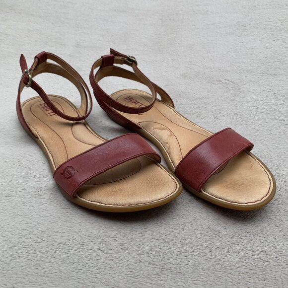 Born Alice Ankle Strap Leather Flat Sandals Sz8 - Picture 3 of 16